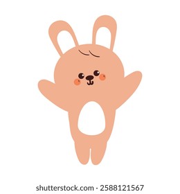 cute hand drawing cartoon happy pink bunny. cute animal drawing for sticker and icon