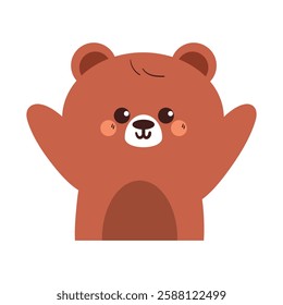 cute hand drawing cartoon happy brown bear. cute bear drawing for animal sticker, icon