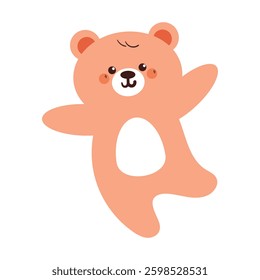 cute hand drawing cartoon happy bear. cute smile bear drawing for animal sticker, icon