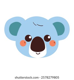 cute hand drawing cartoon koala head with blue color. cute animal drawing for sticker and icon