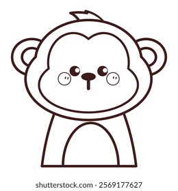 cute hand drawing cartoon monkey coloring page illustration