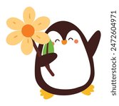 cute hand drawing cartoon penguin. cute penguin sticker, animal doodle sticker
