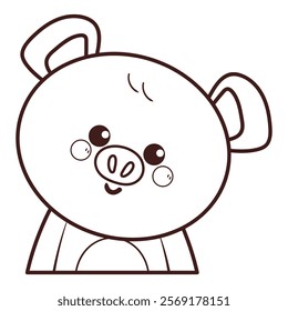 cute hand drawing cartoon pig coloring page illustration