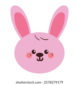 cute hand drawing cartoon pink bunny head. cute animal drawing for sticker and icon