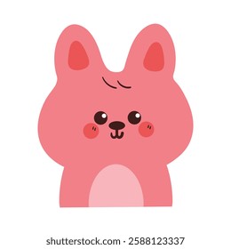 cute hand drawing cartoon pink bunny smiling. cute animal drawing for sticker and icon