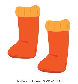 cute hand drawing cartoon winter boots. cute cartoon for winter sticker, icon