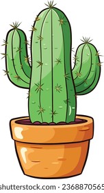 A cute hand - drawing of catus cartoon style, vector, houseplants