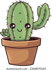 Eine süße handgezeichnete Zeichnung im Catus-Cartoon-Stil, Vektorgrafik, Hauspflanzen