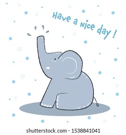 Cute hand drawing elephant sitting on white background wallpaper, can use for nursery or print on product ,vector eps10