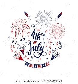 Cute hand drawn 4th of July design, great for Banners, Wallpapers, Webbanners, Cards. 