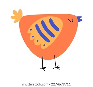 Cute hand drawn abstract bird with colorful ornament flat icon. Vector illustration
