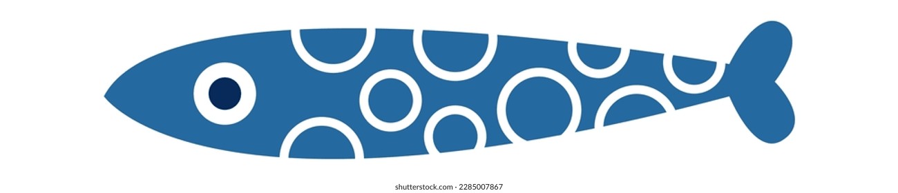 Cute hand drawn abstract fish with colorful ornament flat icon. Vector illustration