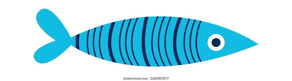 Cute hand drawn abstract fish with colorful ornament flat icon. Vector illustration