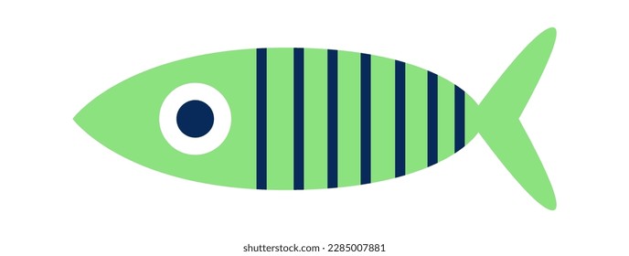Fische mit farbenfrohen Ornamenten und flachen Ikone in handgezeichnet. Vektorgrafik
