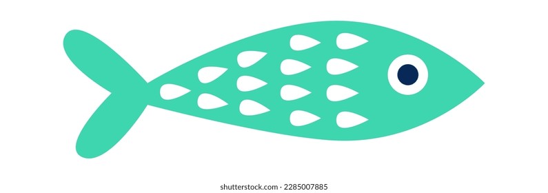 Cute hand drawn abstract fish with colorful ornament flat icon. Vector illustration