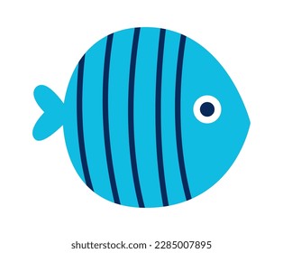 Cute hand drawn abstract fish with colorful ornament flat icon. Vector illustration