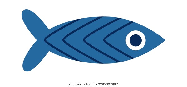 Pescado abstracto dibujado a mano con un colorido icono plano adorno. Ilustración del vector