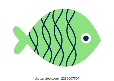 Cute hand drawn abstract fish with colorful ornament flat icon. Vector illustration