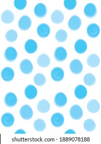 Patrón de vectores de puntos de polka irregulares dibujados a mano. Puntos de pincel azul sobre fondo blanco. Impresión vectorial de color azul claro de color de agua. Tempalte Geométrico Simple.