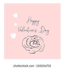 Cute Hand Drawn Abstract Valentine's Day  Greeting Card. Trendy chic romantic background for greeting cards, headers, invitations, gift paper, posterts, banners, brochures, web. Vector Illustrations