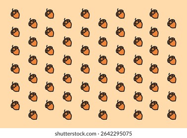 Cute Hand Drawn Acorn Pattern – Autumn or Thanksgiving Seamless Background with Beige Tone