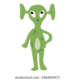 Cute hand drawn alien. White background, isolate