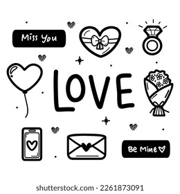 Cute hand drawn all about love