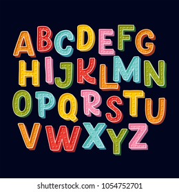 Cute hand drawn alphabet made in vector. Doodle letters for your design. Isolated characters. Handdrawn display font for DIY projects and kids design.
