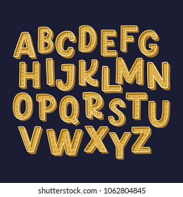 Cute hand drawn alphabet made in vector. Doodle letters for your design. Isolated characters. Handdrawn display font for DIY projects and kids design.
