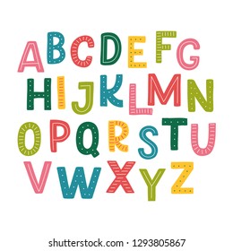 Cute hand drawn alphabet made in vector. Doodle letters for your design. Isolated characters. Handdrawn display font for DIY projects and kids design.
