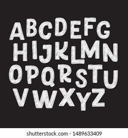 Cute hand drawn alphabet made in vector. Doodle letters for your design. Isolated characters. Handdrawn display font for DIY projects and kids design.
