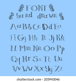 Cute hand drawn alphabet made in vector. ABC for your design. Easy to use and edit letters. 
