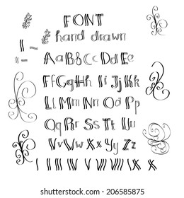 Cute hand drawn alphabet made in vector. ABC for your design. Easy to use and edit letters. 