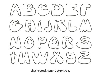 Cute hand drawn alphabet made in vector. Childish doodle alphabet letters. Playful awesome alphabet letters font. Funny abc design for book cover, poster, card, print on baby's clothes