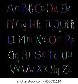 Cute hand drawn alphabet made in vector. ABC for your design. Easy to use and edit letters.
