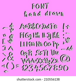 Cute hand drawn alphabet with shadow made in vector. ABC for your design. Easy to use and edit letters 