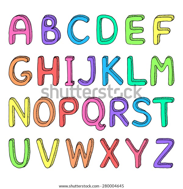 Cute Hand Drawn Alphabet Stylized Dots Stock Vector (Royalty Free ...