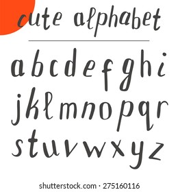 Cute hand drawn alphabet. Vector font. Vector illustration