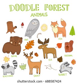 Cute hand drawn animal set