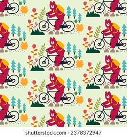 Cute hand drawn animals Seamless pattern. for fabric, print, textile and wallpaper