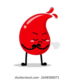 Linda mano dibujada Gota de sangre roja gruñona molesta