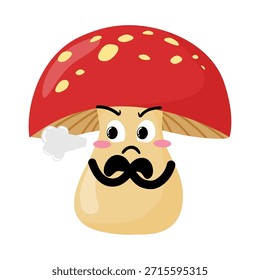 Cute Hand Drawn Annoyed Grumpy Mushroom 