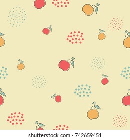 Cute Hand Drawn apple Pattern. Great for pajamas, postcards, t-shirts, bridal invitations, brochures, posters, gift wrapping, wall art, wallpapers, etc.Vector Illustration