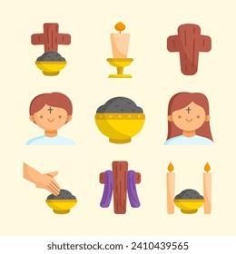 Cute Hand Drawn Ash Wednesday Icon Set