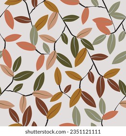 Cute hand drawn autumn leaves surface pattern seamless background vector illustration for fashion,fabric,wallpaper and print design
