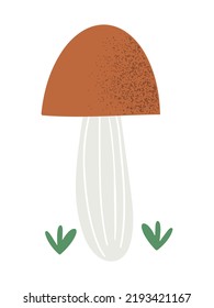 Cute hand drawn autumn mushroom, isolated on white vector illustration