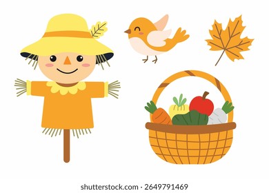 Cute hand drawn autumn set. Suitable for flat design graphic for autumn party, farmers market, harvest festival, thanksgiving day 