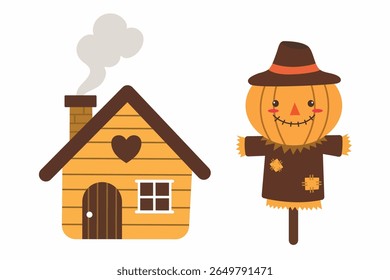 Cute hand drawn autumn set. Suitable for flat design graphic for autumn party, farmers market, harvest festival, thanksgiving day 