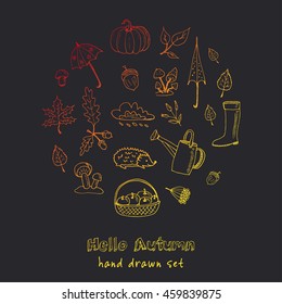 cute hand drawn autumn set vector illustration