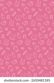 Cute hand drawn baby products background pattern